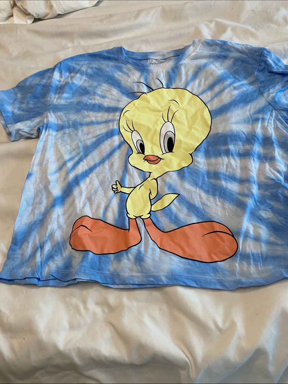 Warner Bros. Tweety Tie-Dye Tee in Blue with Yellow & Orange